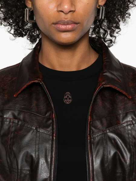 Tricouri Alexander McQueen T-Shirt With Skull Embroidery BLACK Femei (BM 17268035) 5