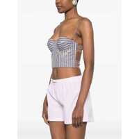 Topuri DES_PHEMMES Dama - Topuri DESPHEMMES Multicolor Bustier Style Top With Front Crystal Embellishments And All-Over Striped Motif In Cotton Woman MULTICOLOR Femei (BM 17269113) - B-mall.ro