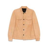 Geci Beige Jacket With Classic Collar In Suede Man Barbati
