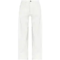 Blugi White Jeans With Logo Patch On The Rear And Fringed Hem In Denim Woman Femei