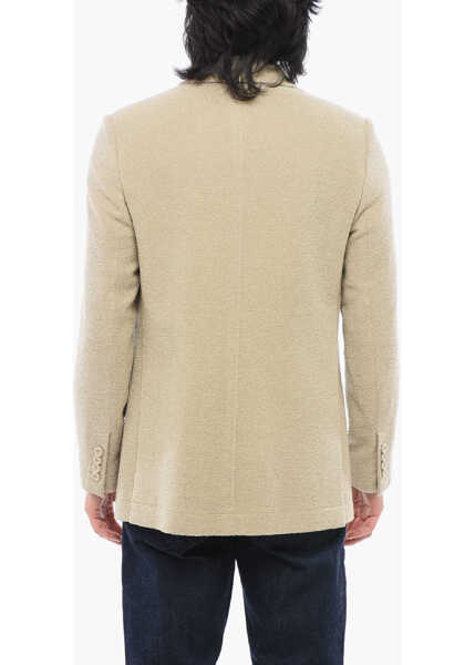 Sacouri Dior Boucl Wool-Blended Blazer With Peak Lapel Beige Barbati (BM 17270845) 2