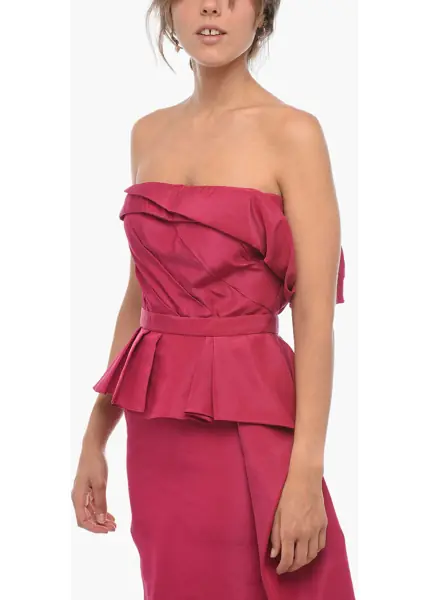 Rochii lungi Alexander McQueen Silk Peplum Evening Dress With Back Zip Pink Femei (BM 17276011) 3