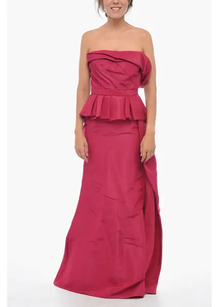 Rochii lungi Alexander McQueen Silk Peplum Evening Dress With Back Zip Pink Femei (BM 17276011) 1