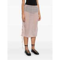 Imbracaminte LOW CLASSIC Dama - Fuste LOW CLASSIC Low Classic See-Throught Button Loop Midi Skirt PINK Femei (BM 17279217) - B-mall.ro