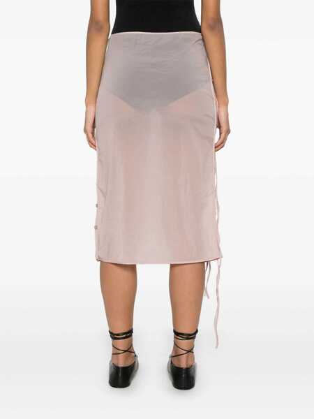 Fuste LOW CLASSIC Low Classic See-Throught Button Loop Midi Skirt PINK Femei (BM 17279217) 4