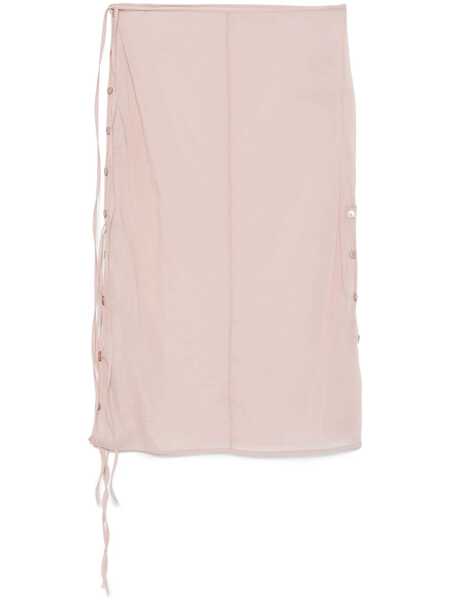Fuste LOW CLASSIC Low Classic See-Throught Button Loop Midi Skirt PINK Femei (BM 17279217) 1