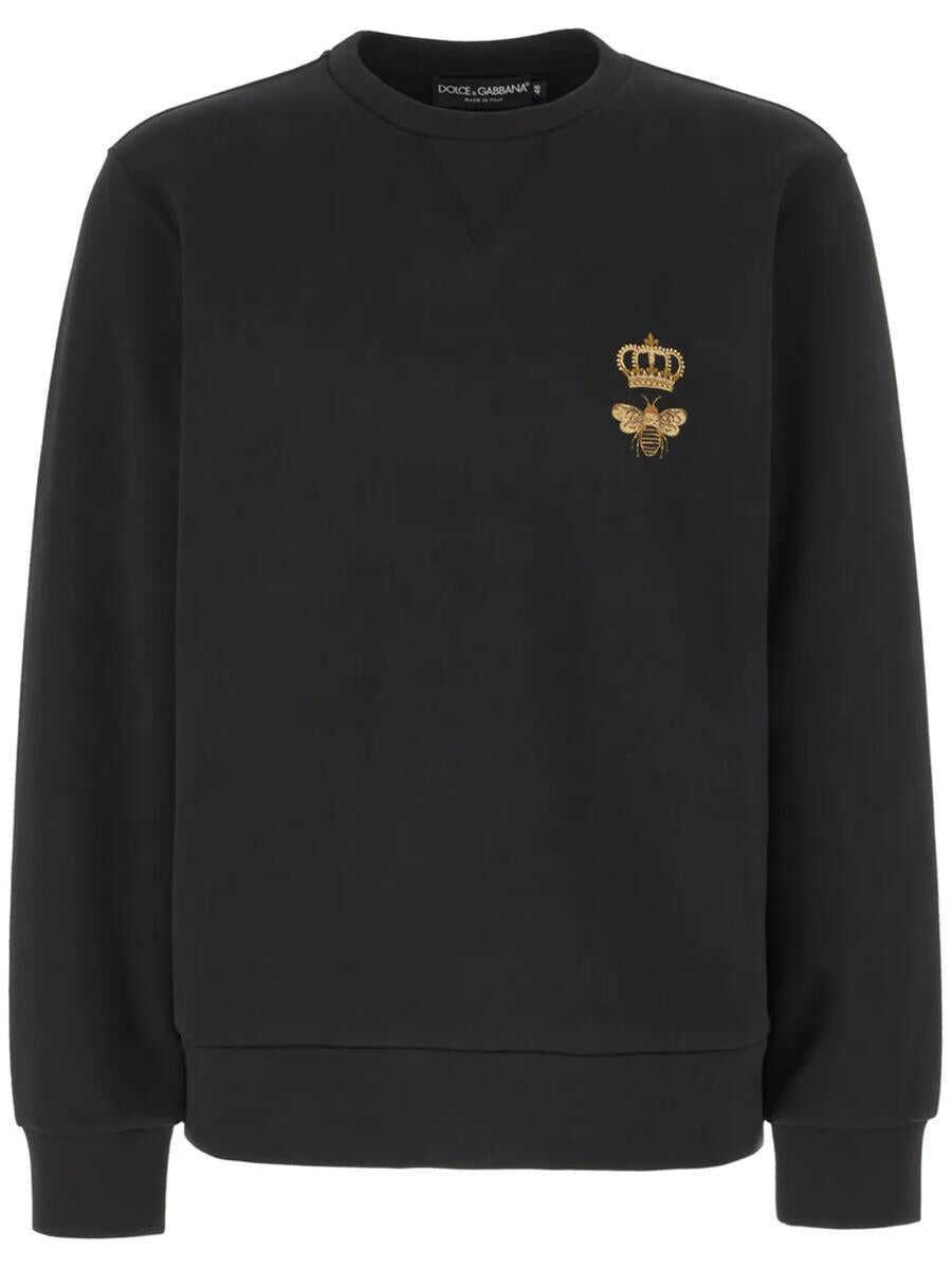 Pulovere Dolce & Gabbana Dolce & Gabbana Felpa In Jersey Ricamato A Motivo Black Barbati (BM 17280795) 1