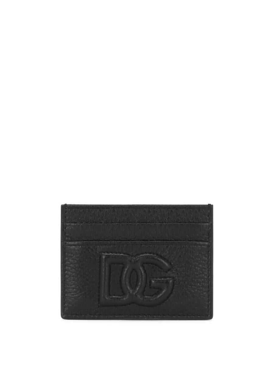 Portofele Dolce & Gabbana Dolce & Gabbana Leather Card Holder With Logo Plaque Black Barbati (BM 17280804) 1