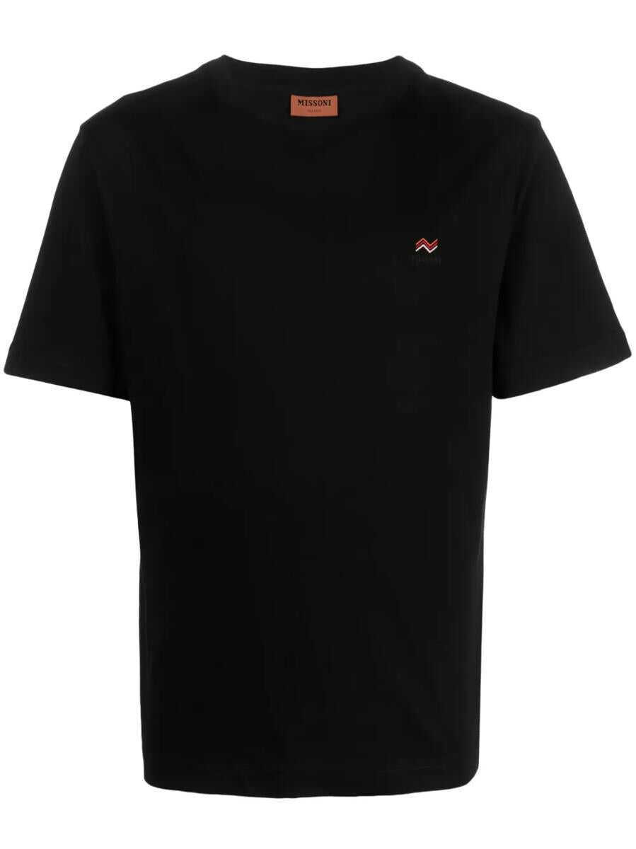 Tricouri MISSONI BEACHWEAR Missoni Cotton T-Shirt With Logo Embroidery Black Barbati (BM 17280909) 1