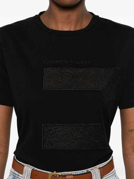 Tricouri Elisabetta Franchi Elisabetta Franchi Crew-Neck T-Shirt Black Femei (BM 17284473) 5