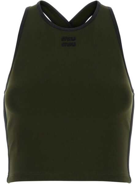 Topuri Miu Miu Miu Miu Viscose Blend Tank Top GREEN Femei (BM 17284959) 1