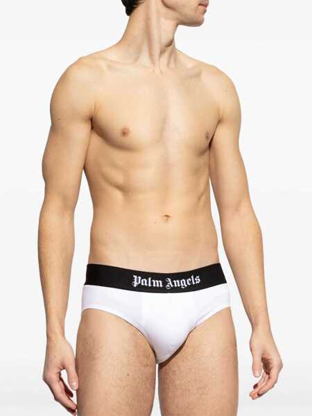 Chiloti Palm Angels Palm Angels Set Of Two Cotton Briefs With Logoed Elastic Band WHITE Barbati (BM 17285256) 2