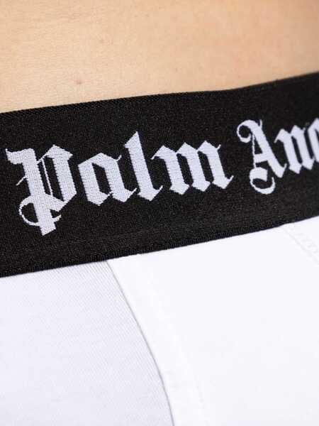 Chiloti Palm Angels Palm Angels Set Of Two Cotton Briefs With Logoed Elastic Band WHITE Barbati (BM 17285256) 4