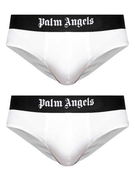 Chiloti Palm Angels Palm Angels Set Of Two Cotton Briefs With Logoed Elastic Band WHITE Barbati (BM 17285256) 1