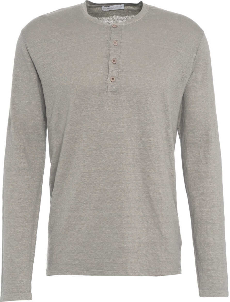 Tricouri Daniele Fiesoli Longsleeve shirt in linen Grey Barbati (BM 17286898) 1
