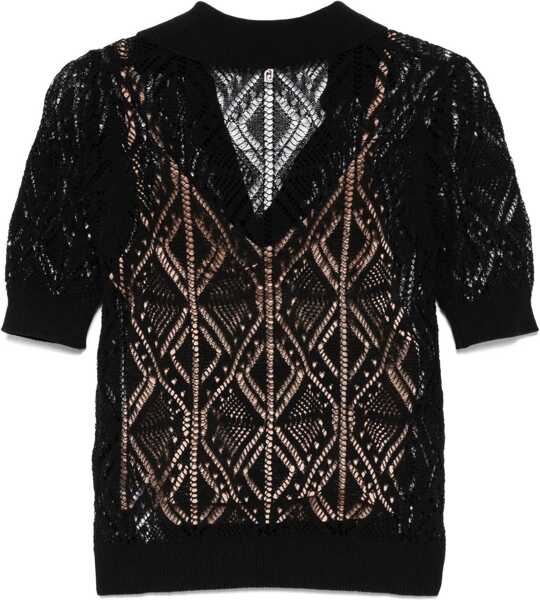 Tricouri Polo Liu Jo Crochet polo shirt Black Femei (BM 17286991) 2