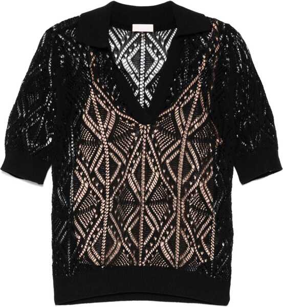 Tricouri Polo Liu Jo Crochet polo shirt Black Femei (BM 17286991) 1
