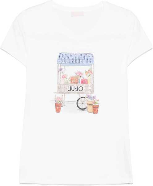 Tricouri Liu Jo T-shirt with print and rhinestones White Femei (BM 17287003) 1
