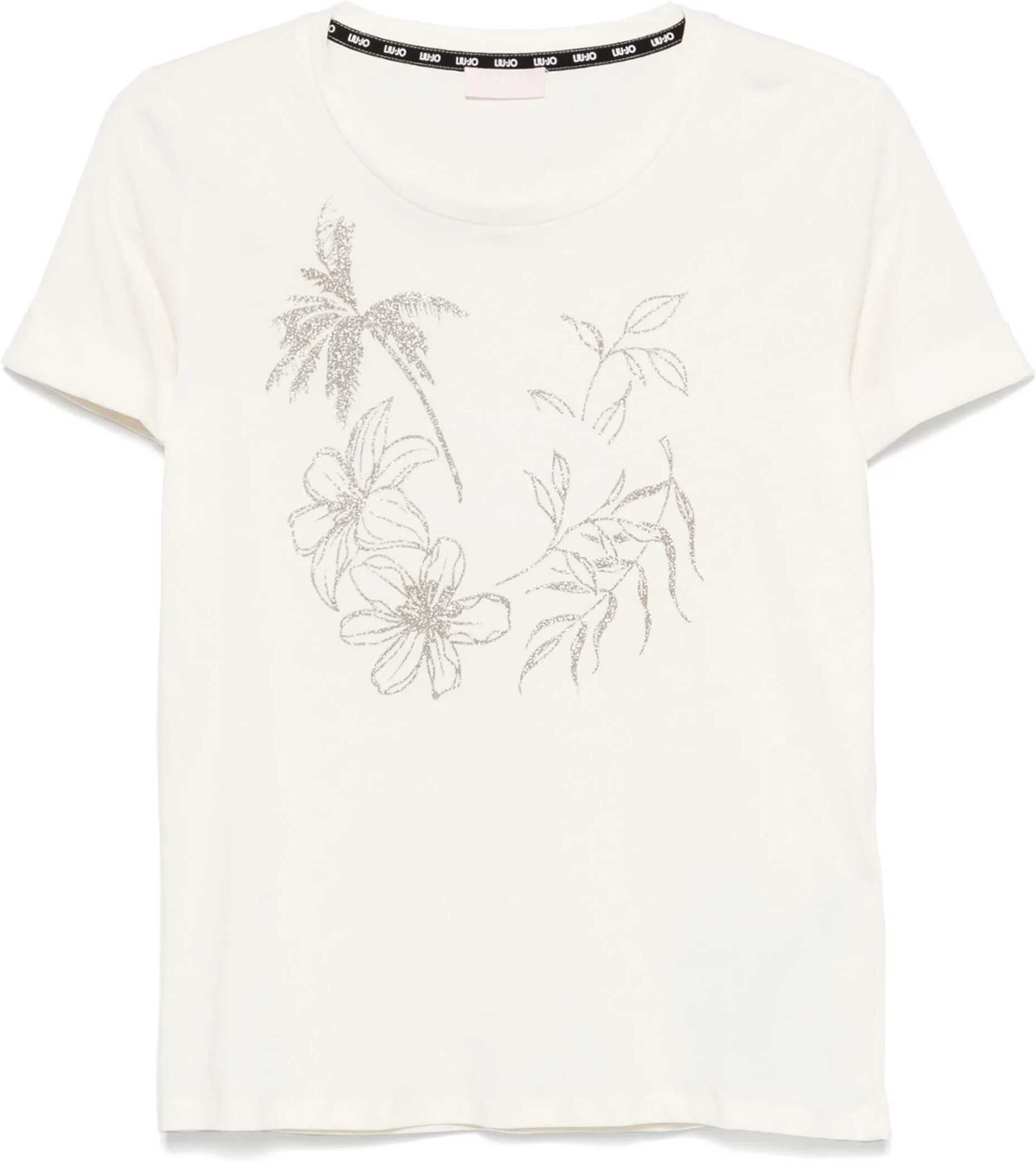 Tricou Liu Jo T-shirt with logo and rhinestones Femei