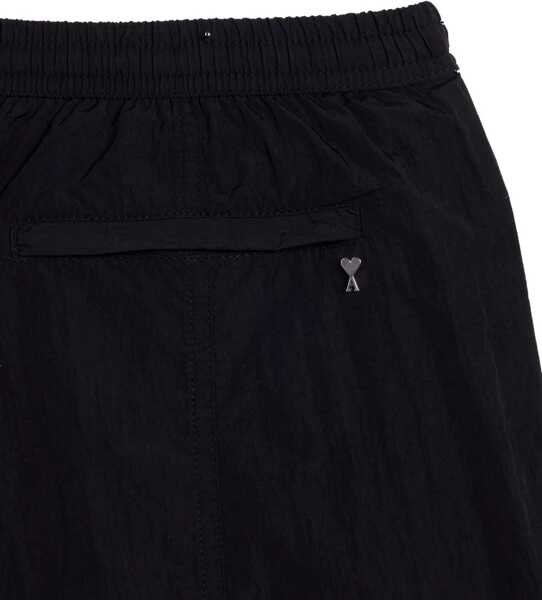 Sorturi de baie AMI ALEXANDRE MATTIUSSI Solid Color Nylon Swim Shorts Black Barbati (BM 17287111) 3