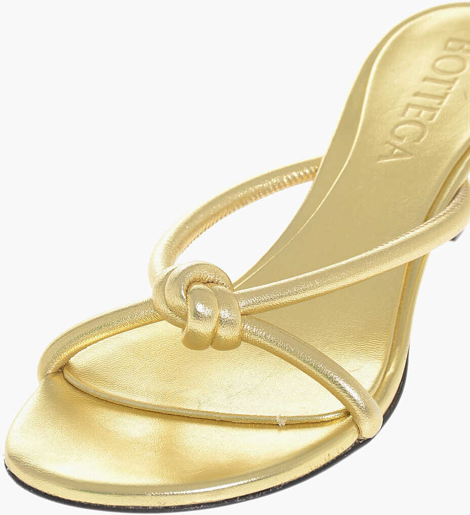 Sandale cu toc Bottega Veneta Front Knotted Lam Leather Sandals 5Cm Gold Femei (BM 17287144) 4
