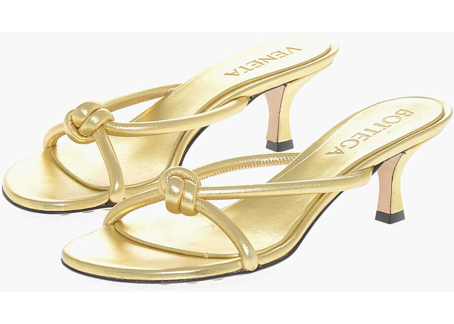 Sandale cu toc Bottega Veneta Front Knotted Lam Leather Sandals 5Cm Gold Femei (BM 17287144) 1