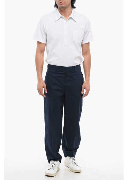 Pantaloni casual Department Five Solid Color Stretch Cotton E-Motion Pants Blue Barbati (BM 17287177) 4