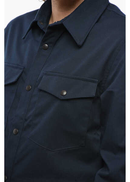 Camasi casual Department Five Cotton Twill Blend Color Overshirt With Snap Buttons Blue Barbati (BM 17287441) 3