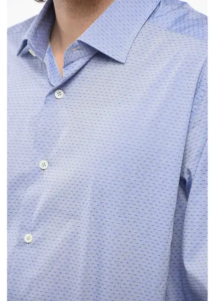 Camasi casual LABORATORIO DEL CARMINE Spread Collar Poplin Cotton Shirt Blue Barbati (BM 17287681) 3