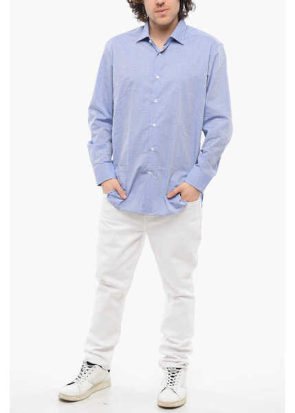 Camasi casual LABORATORIO DEL CARMINE Spread Collar Poplin Cotton Shirt Blue Barbati (BM 17287681) 4