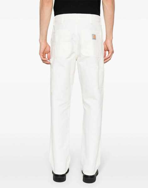 Pantaloni casual Carhartt Regular Waist Organic Cotton Single Knee Pants White Barbati (BM 17287696) 4