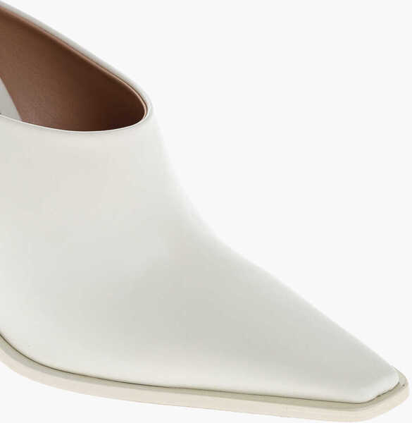 Saboti Bottega Veneta Leather Tex Mules With Covered Heel 10Cm White Femei (BM 17287732) 4