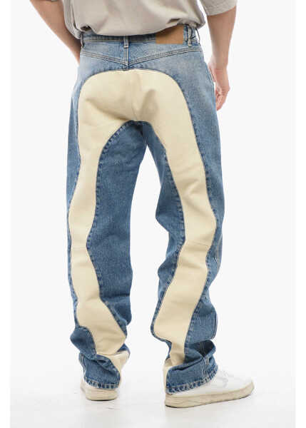 Blugi drepti 1989 STUDIO Straight Leg Moto Jeans With Leather Insert 22Cm Blue Barbati (BM 17287741) 2