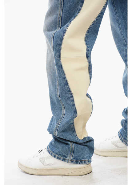 Blugi drepti 1989 STUDIO Straight Leg Moto Jeans With Leather Insert 22Cm Blue Barbati (BM 17287741) 3