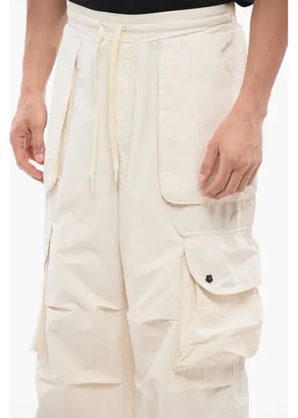 Pantaloni casual A PAPER KID Cotton And Nylon Cargo Pants With Logo Patch On The Back Beige Barbati (BM 17287747) 3