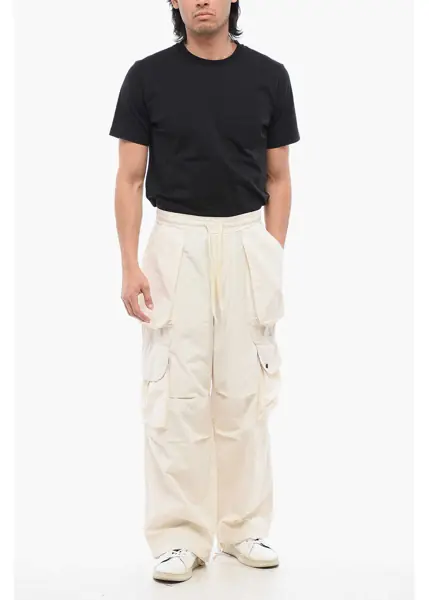 Pantaloni casual A PAPER KID Cotton And Nylon Cargo Pants With Logo Patch On The Back Beige Barbati (BM 17287747) 4