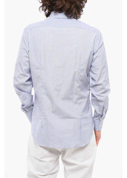 Camasi casual LABORATORIO DEL CARMINE Halo Striped Poplin Cotton Shirt Blue Barbati (BM 17287774) 2