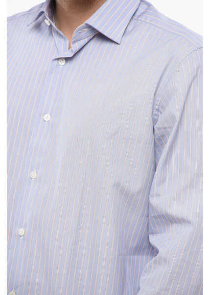 Camasi casual LABORATORIO DEL CARMINE Halo Striped Poplin Cotton Shirt Blue Barbati (BM 17287774) 3