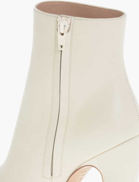 Botine Bottega Veneta Leather Pompei Booties With Inner Zip 11Cm White Femei (BM 17287885) 4