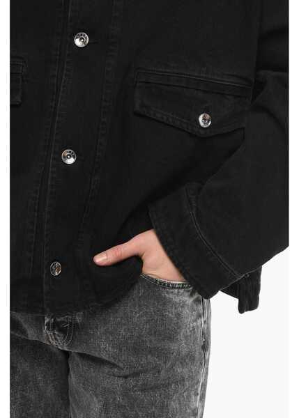 Geci de blugi 1989 STUDIO Solid Color Denim Jacket With Double Breast Pocket Black Barbati (BM 17287888) 3