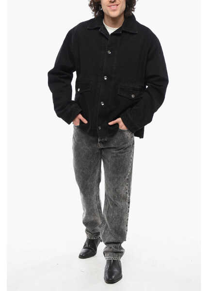 Geci de blugi 1989 STUDIO Solid Color Denim Jacket With Double Breast Pocket Black Barbati (BM 17287888) 4