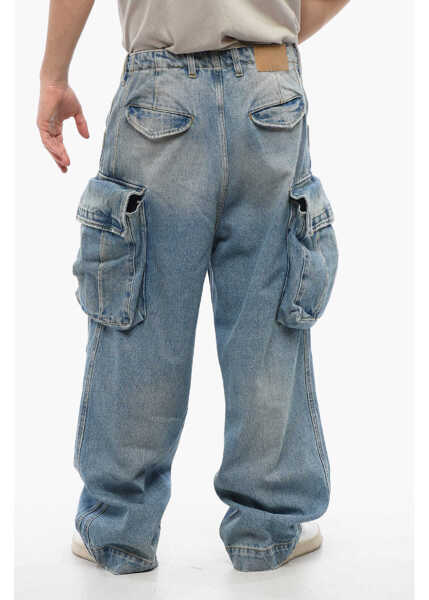 Blugi drepti 1989 STUDIO Acid Wash Effect Baggy Fit Cargo Jeans 25Cm Blue Barbati (BM 17287924) 2