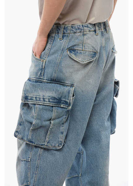 Blugi drepti 1989 STUDIO Acid Wash Effect Baggy Fit Cargo Jeans 25Cm Blue Barbati (BM 17287924) 3