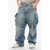 1989 STUDIO Acid Wash Effect Baggy Fit Cargo Jeans 25Cm Blue