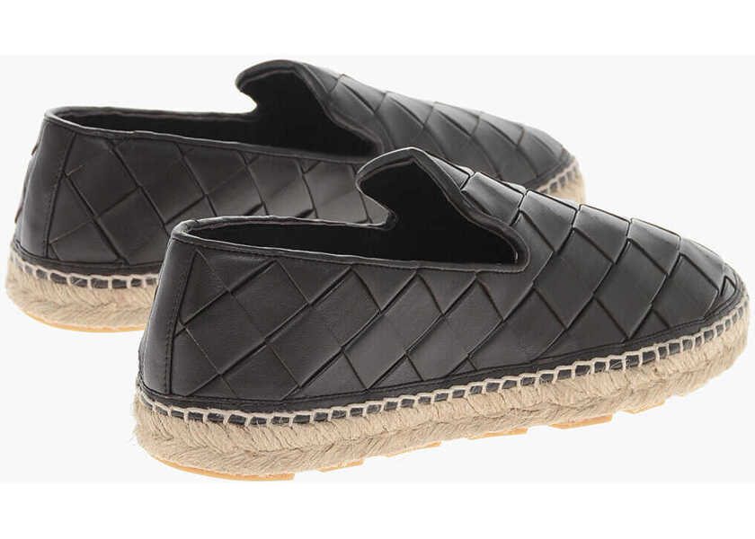 Espadrile Bottega Veneta Woven Leather Jack Espadrillas With Rubber Sole Brown Femei (BM 17288164) 2