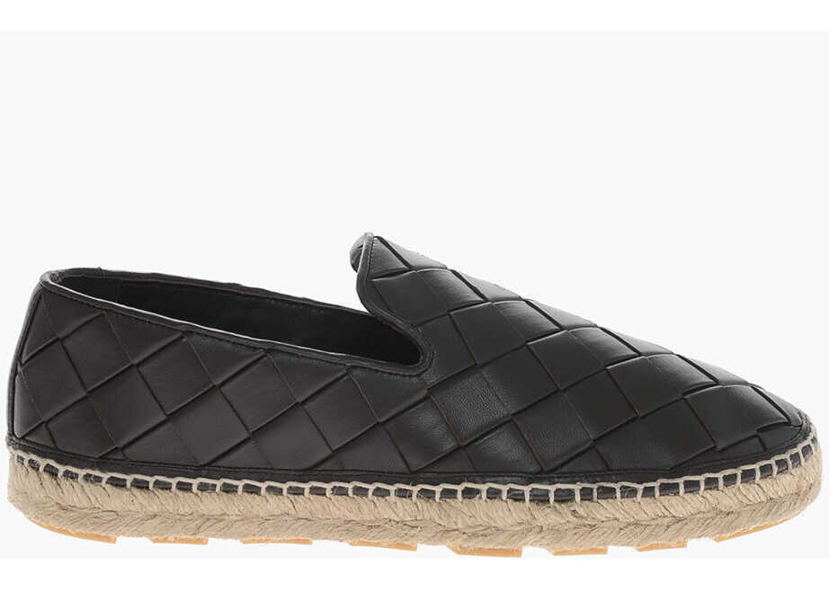 Espadrile Bottega Veneta Woven Leather Jack Espadrillas With Rubber Sole Brown Femei (BM 17288164) 3