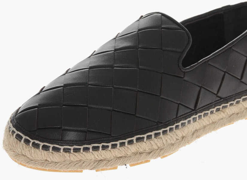 Espadrile Bottega Veneta Woven Leather Jack Espadrillas With Rubber Sole Brown Femei (BM 17288164) 4