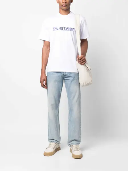 Tricouri SUNNEI Solid Color Head Of Fashion Crew-Neck T-Shirt With Contrasti White Barbati (BM 17288200) 2