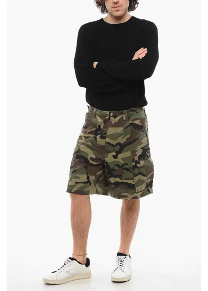 Pantaloni scurti 1989 STUDIO Camouflage Motif Cargo Shorts Green Barbati (BM 17288206) 4