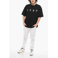 Tricouri 1989 STUDIO pentru Barbati - Tricouri 1989 STUDIO Solid Color Crew-Neck T-Shirt With Contrasting Logo Black Barbati (BM 17288233) - B-mall.ro
